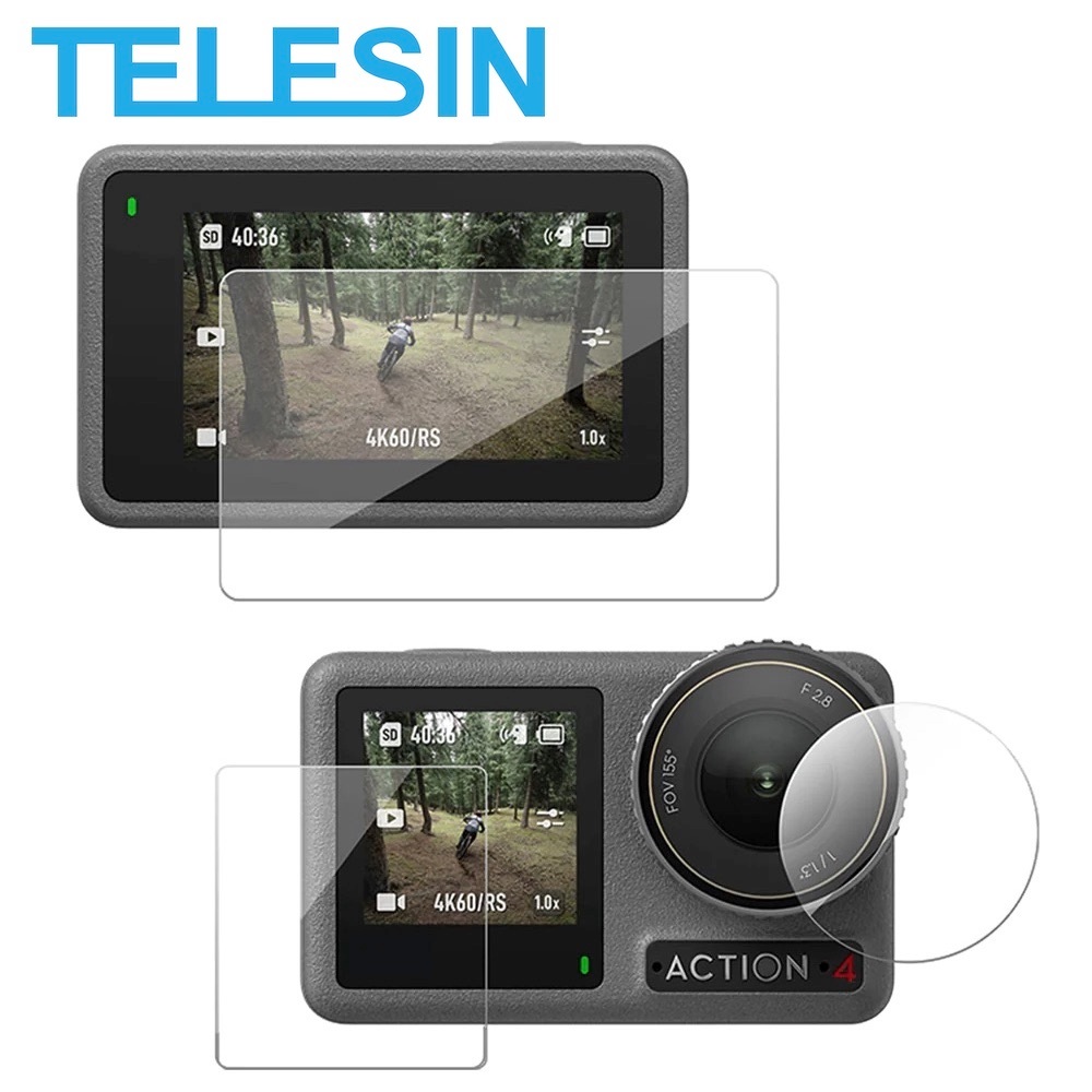 TELESIN Tempered Glass Lens Screen Protector Film for DJI OSMO ACTION 6 5 4 3
