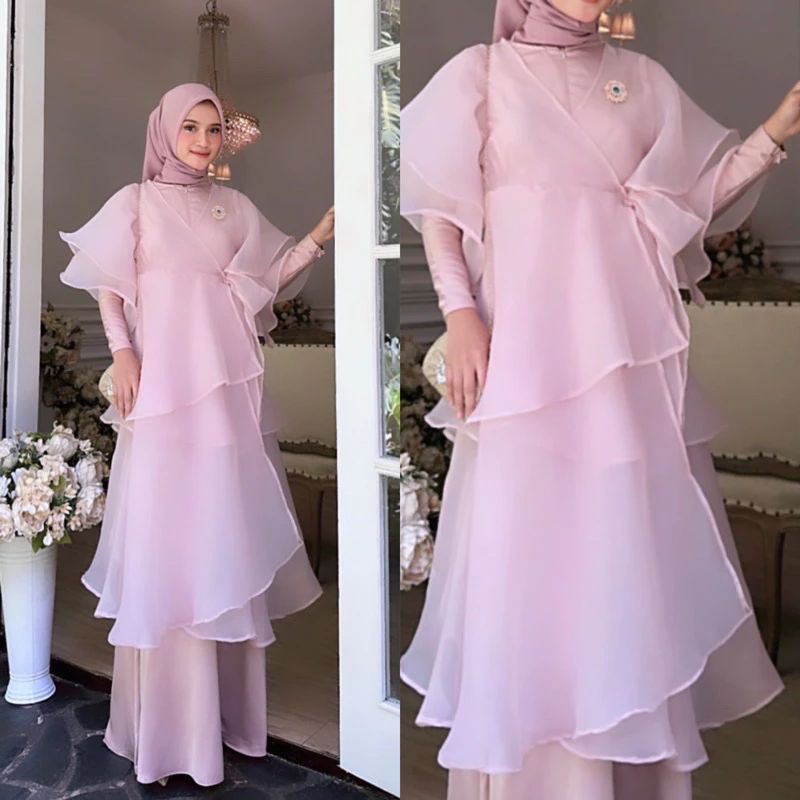 Aurora organza maxy dress long jubah baju raya undangan pesta