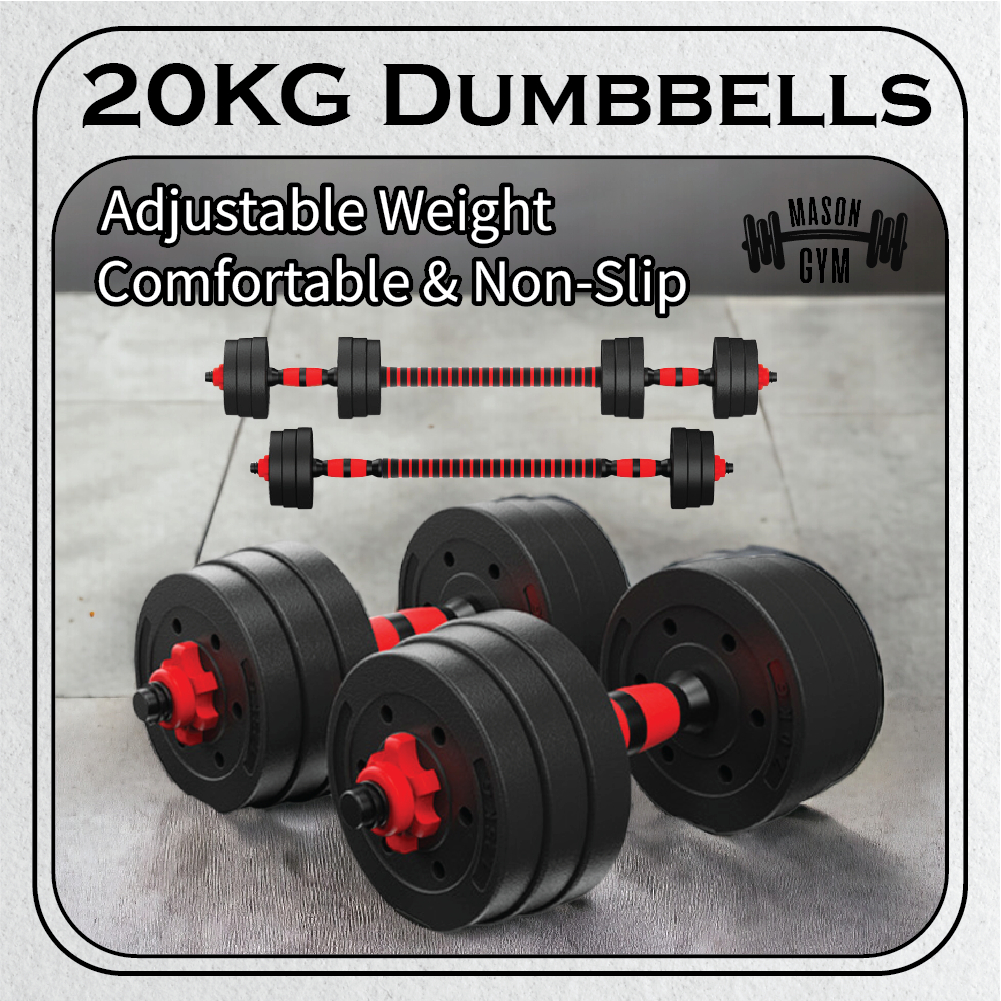 Adjustable Dumbbell Set 20kg (1 Pair – Bumper Plate Senaman Rumah)