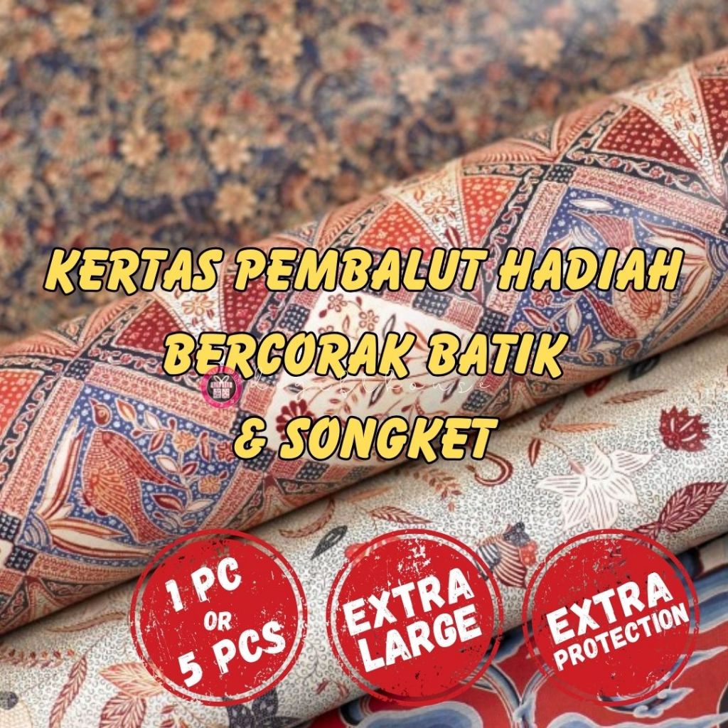 Gift Wrapping Extra Large Paper Kertas Balut Hadiah Corak Batik 礼物纸 Gift Wrapper + Extra Protection With Roller Core