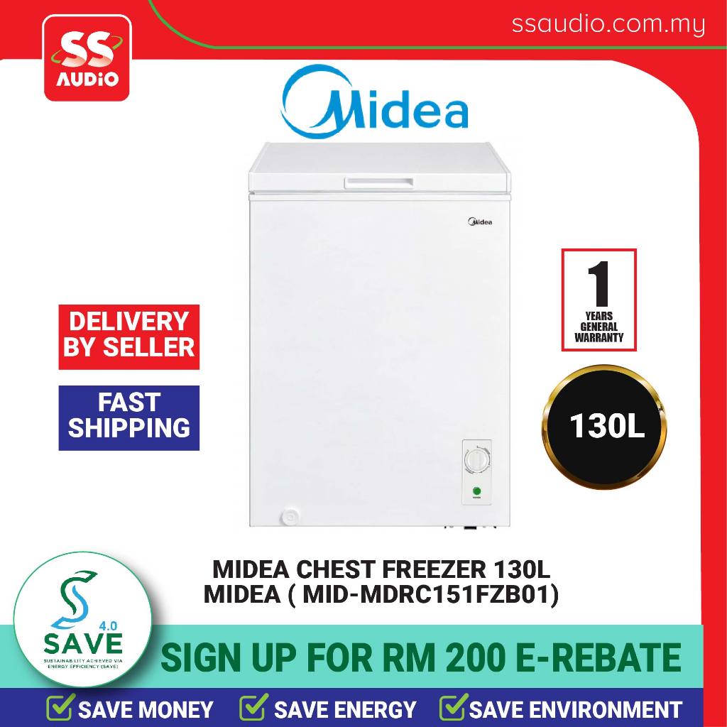 【 SEDA 4.0 VOUCHER  】Midea 130L MD-RC151FZB01 |  Fridge Function Adjustable Thermostat electric Chest Freezer