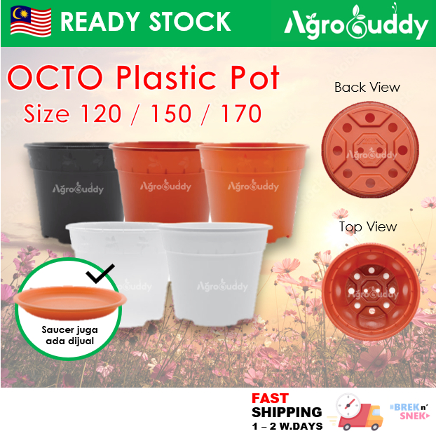 AgroBuddy x OCTO Pasu Plastik Pokok Bunga | Plastic Flower Pot 120 150 170 塑料植物花盆