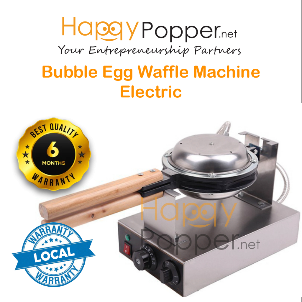 Happypopper Commercial Mesin Bubble Egg Waffle Machine Maker Single Electric Puff Cake Iron Maker Cake Oven 电鸡蛋仔机