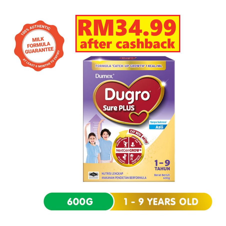 108[RM35.00 after cashback] Dumex Dugro Sure Plus Milk Formula 1-9 years 600g /Dugro Complete 600g (EXP 07/2027)