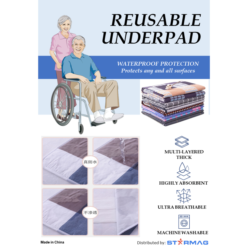 COTTON MULTIPURPOSE WASHABLE UNDERPAD WATERPROOF BEDSHEET INCONTINENCE PELAPIK TILAM KALIS AIR WARGA EMAS BAYI 棉隔尿垫