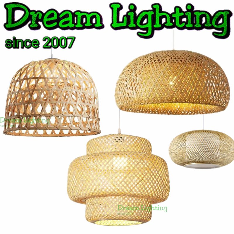 Dream Lighting Muji Rattan Lamp Japanese Bamboo Pendant Lights Lampu IKEA Rotan Hiasan Gantung Lampu hiasan ruang tamu