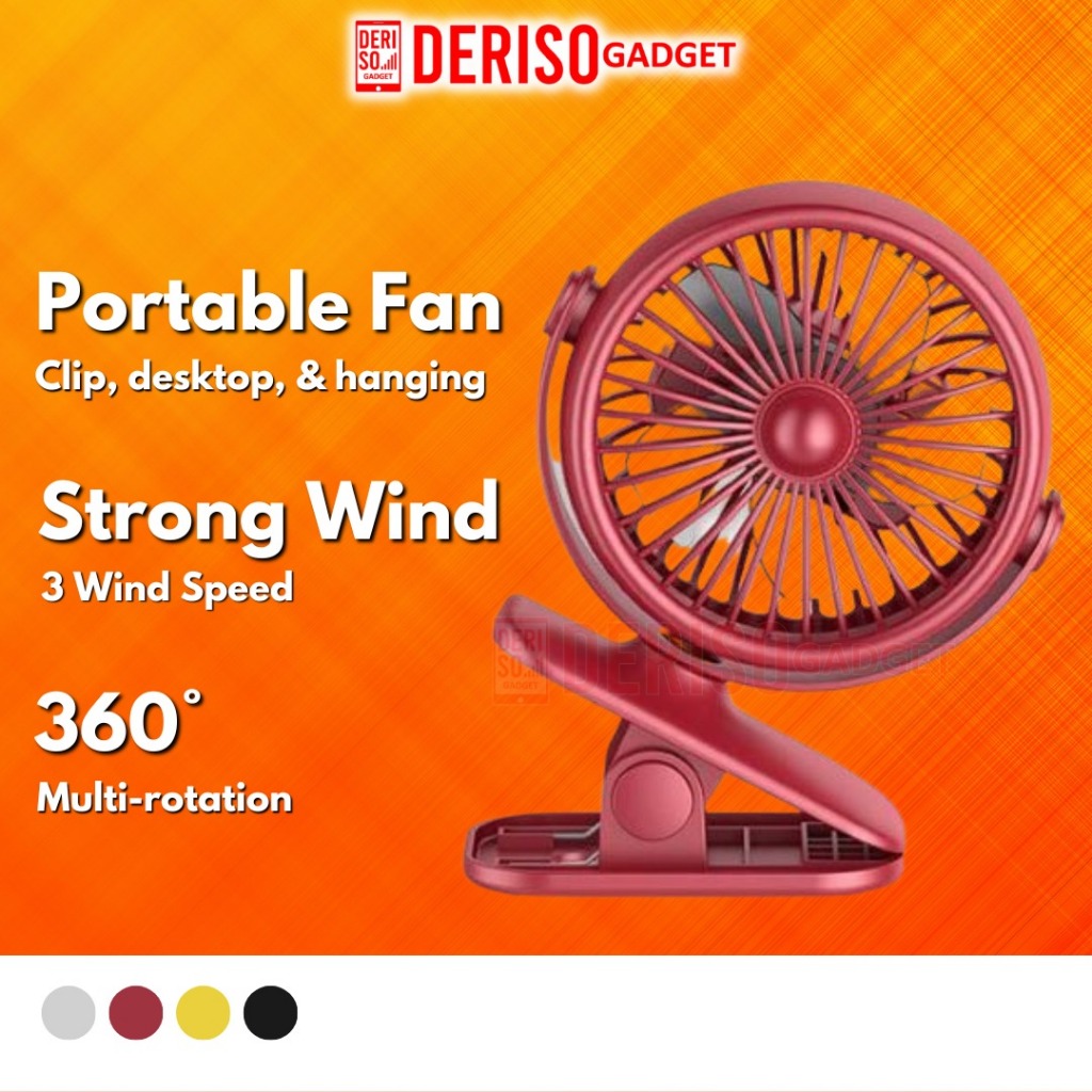 DERISO Rechargeable Fan Stroller Mini Fan YASE YS2218 | CS1209 Mini Desktop Portable Fan 360 Degree Adjustable