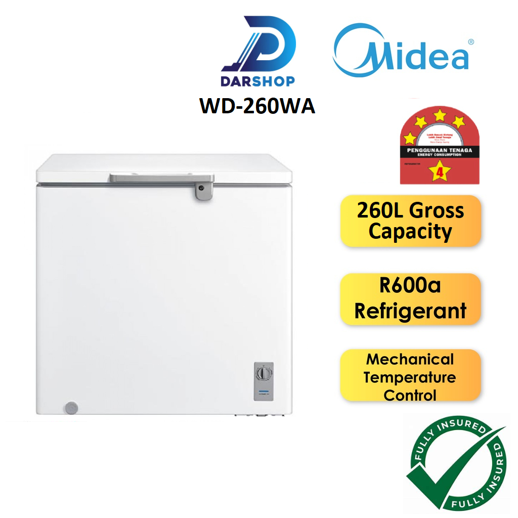 4 STAR Midea Chest Freezer 260L Peti Freezer Murah Deep Freezer Peti Sejuk Beku Media Frezer Besar 冷藏箱 WD-260WA