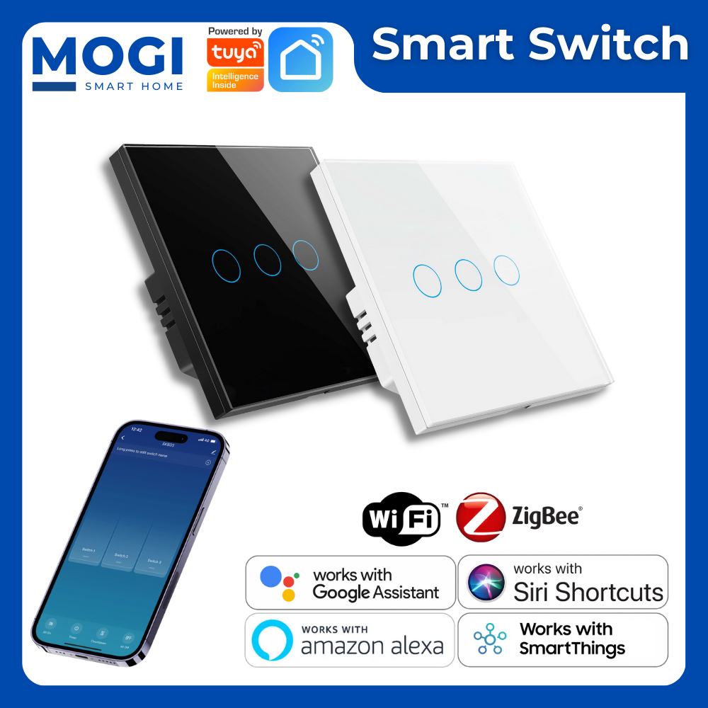 MOGI Tuya Smart Switch Wifi Zigbee No Neutral Smart Home Smart Life Alexa Google Home Siri