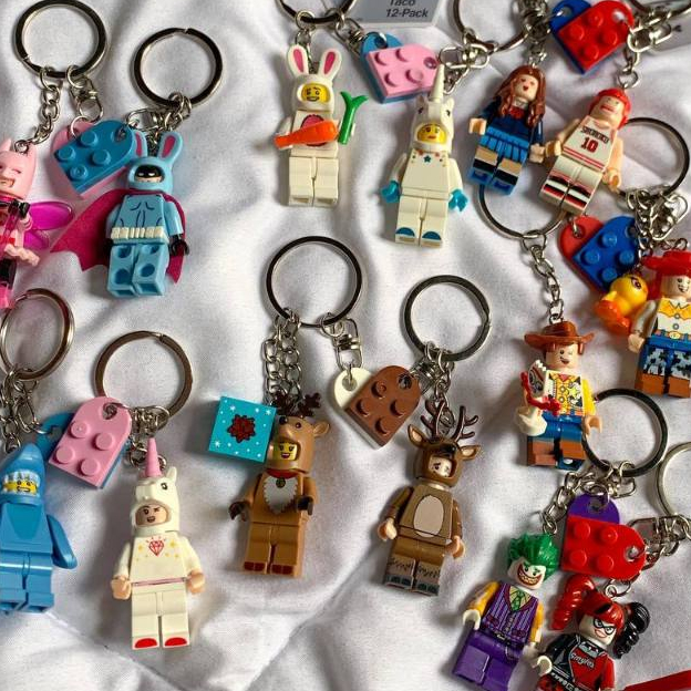 Cute Couple Minifigure Lego Keychain Cartoon Schoolbag Pendant Anime Marvel Naruto One Piece DC Compatible LEGO