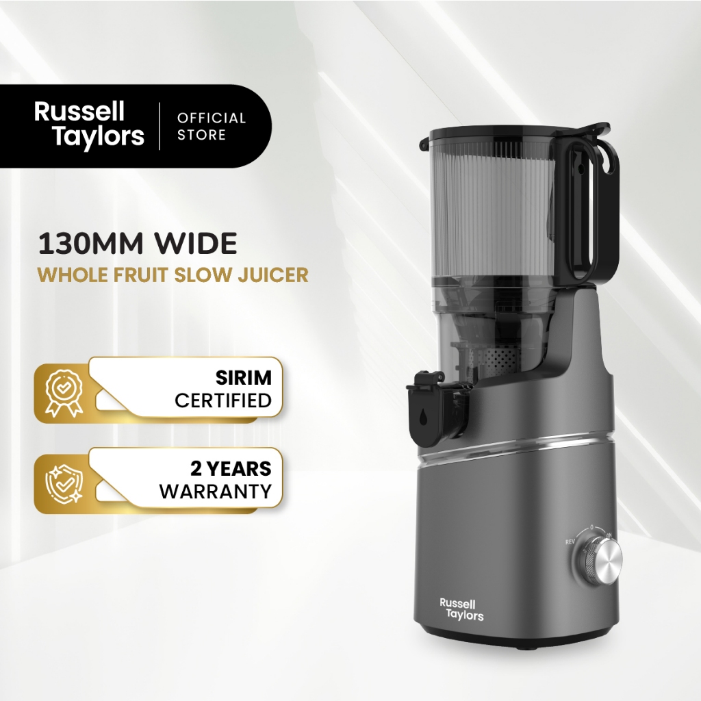 Russell Taylors Masticating Cold Press Slow Juicer with 130mm Wide Feeding Tube SJ3