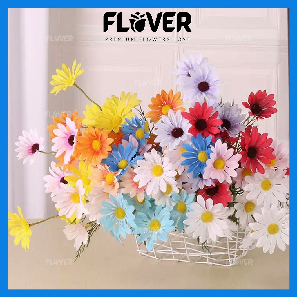 [1pcs] 5 Flowers Daisy Flowers | Bellis Perennis Handmade Wedding flower | Home/ Wedding Decors - Flover
