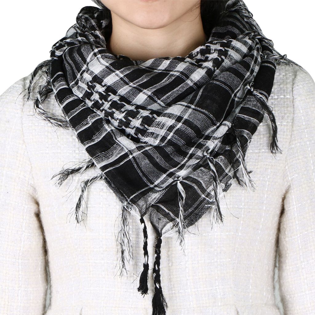 Black and white Yassir Arafat Scarf Shemagh Arab Save Gaza Men Women Boy Girl Boycot Demo Protest Neck Fashion Islamic