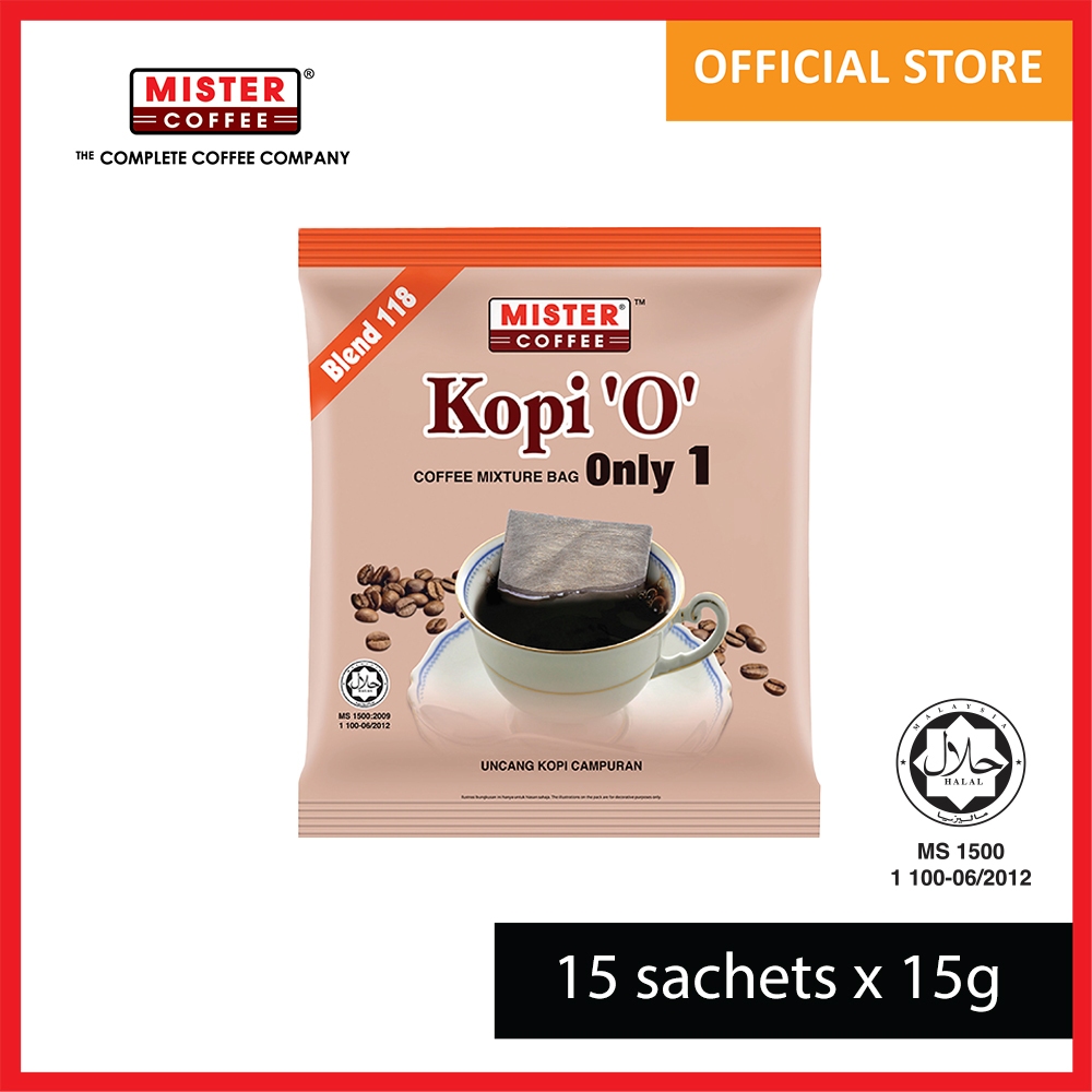 [Mister Coffee] Traditional Coffee Kopi 'O Only 1 Blend 118 in Coffee Bag (15g x 15's) - No Additional Sugar