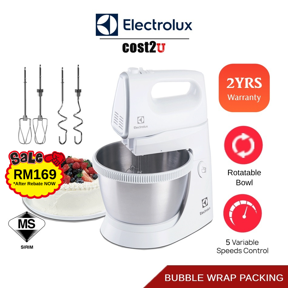 Electrolux Stand Mixer with Rotating Bowl (450W) | EHSM3417 (Blender Hand Mixer Pengadun Berdiri 搅拌机)