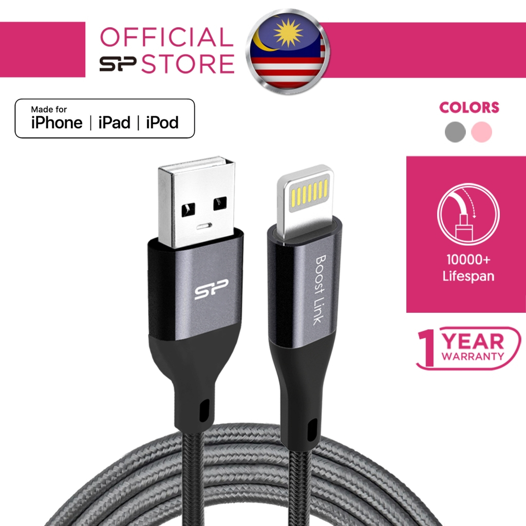 Silicon Power MFi Certified Lightning/Type C Cable for iPhone/Android Phone Fast Charging Nylon Braided-1 Y