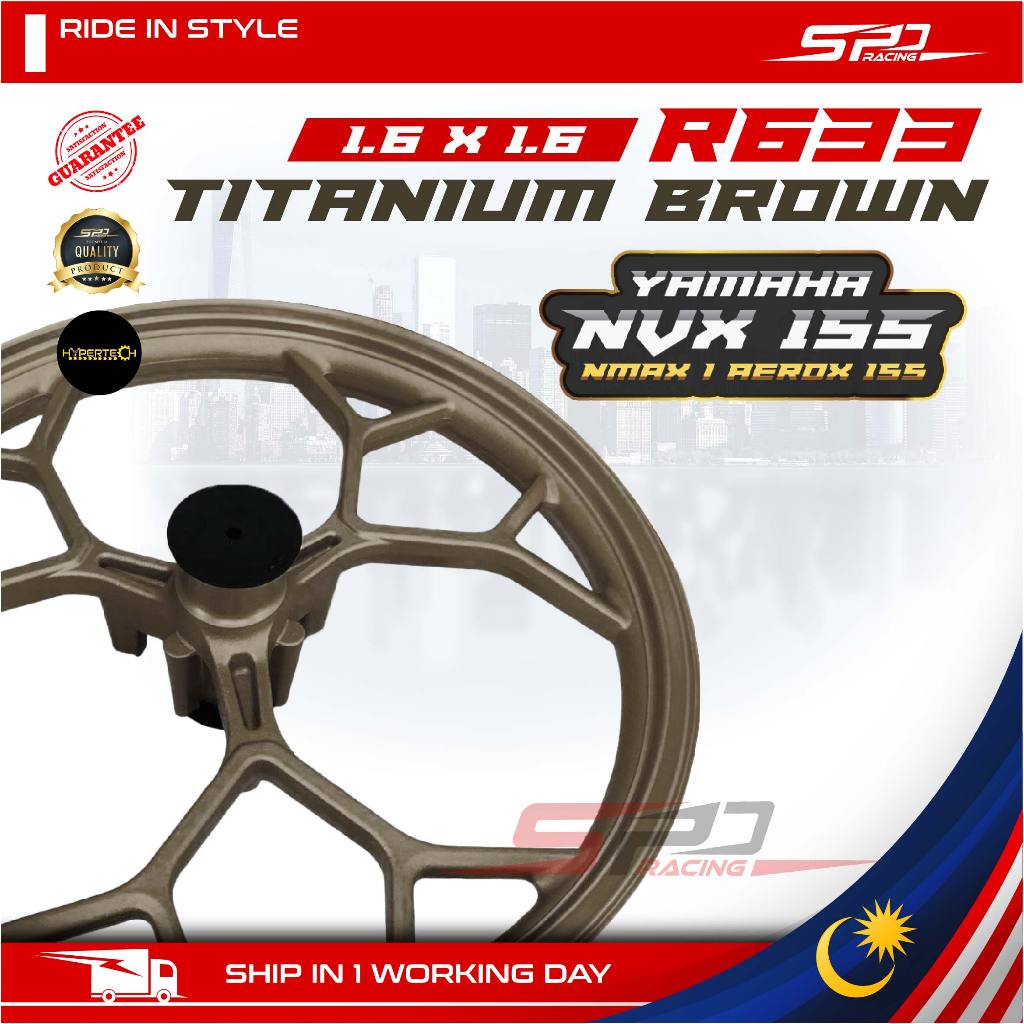 NVX Sport Rim R633 I 1.6 X 1.6 I Black / Chrome / Gold / Titaniuim Brown I Hypertech For NVX 155 YAMAHA Aka Aerox Thai