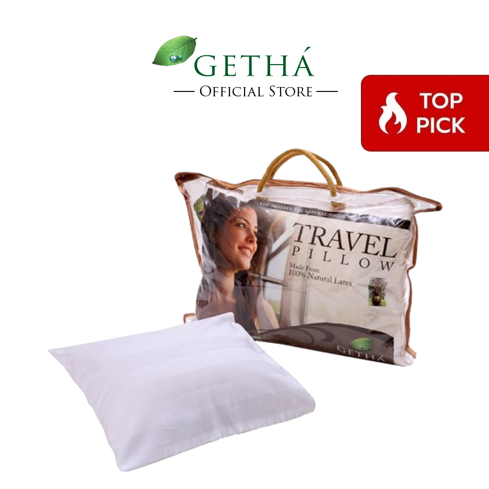 Getha Travel Pillow 100% Natural Latex Free Cotton Pillow Case (Bantal Pelancongan)