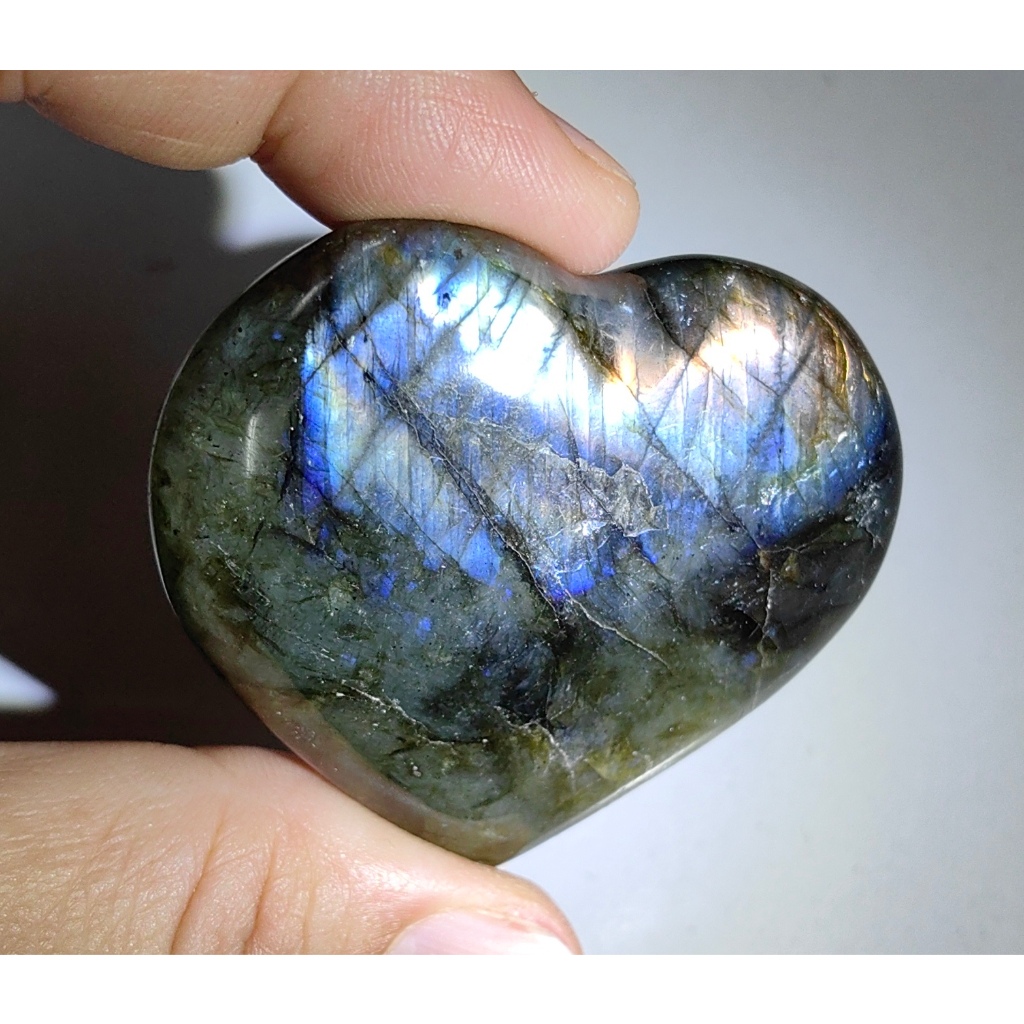 Natural Labradorite Heart Shape Stone Crystal Healing Gemstone 19g-31g 天然拉长石手把件