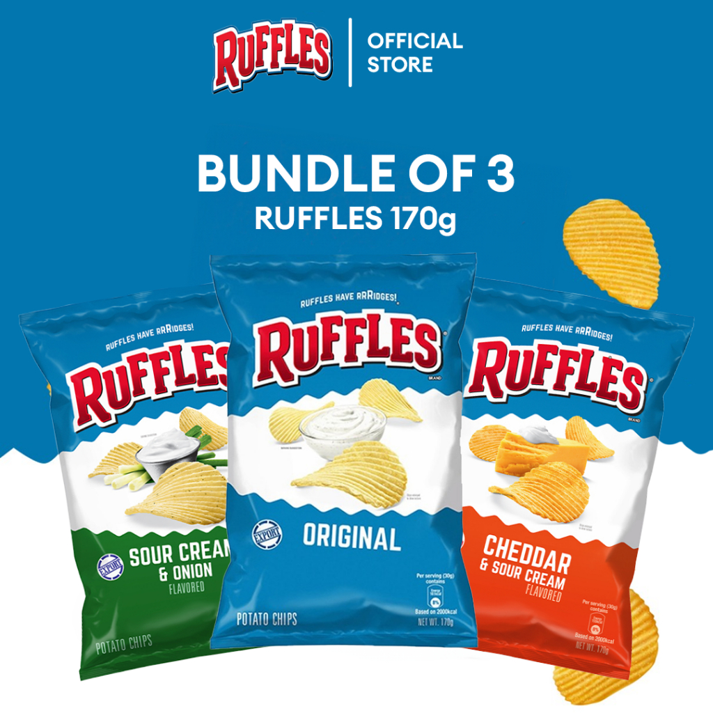[Bundle of 3] Ruffles Potato Chips Original/ Cheddar & Sour Cream/ Sour Cream & Onion 170g