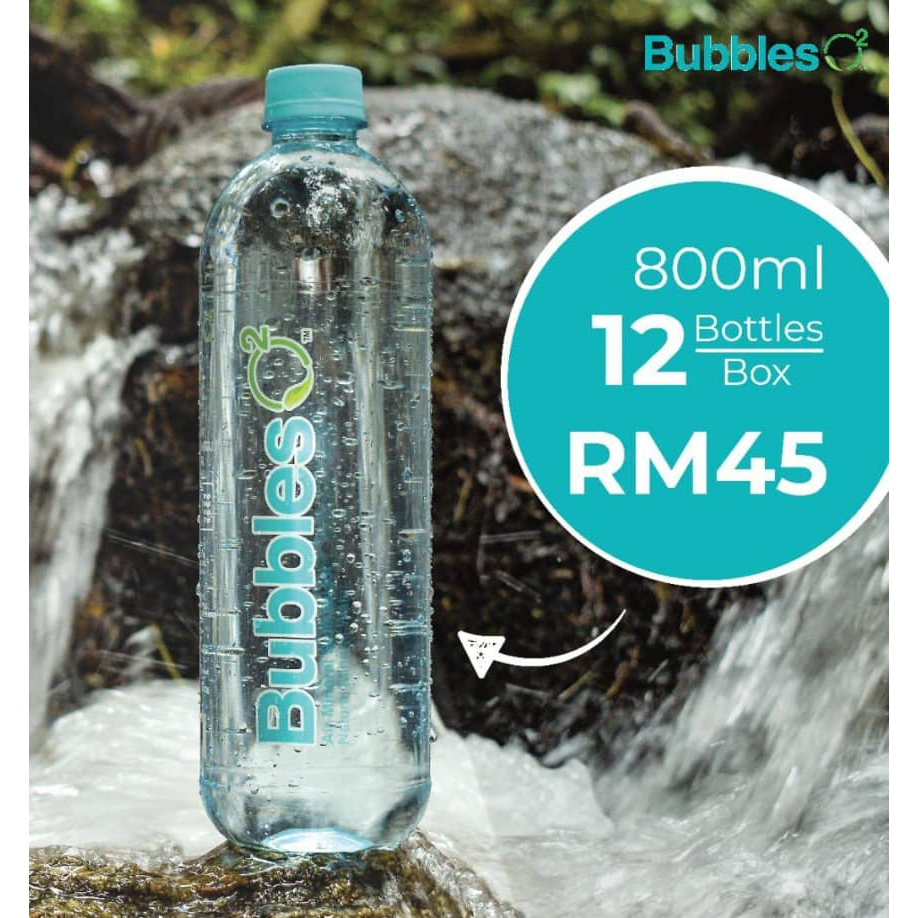 BUBBLES O2 (800mlx12) (OXYGENATED MINERAL WATER) AIR MINERAL BEROKSIGEN SEMULAJADI PERTAMA DI MALAYSIA