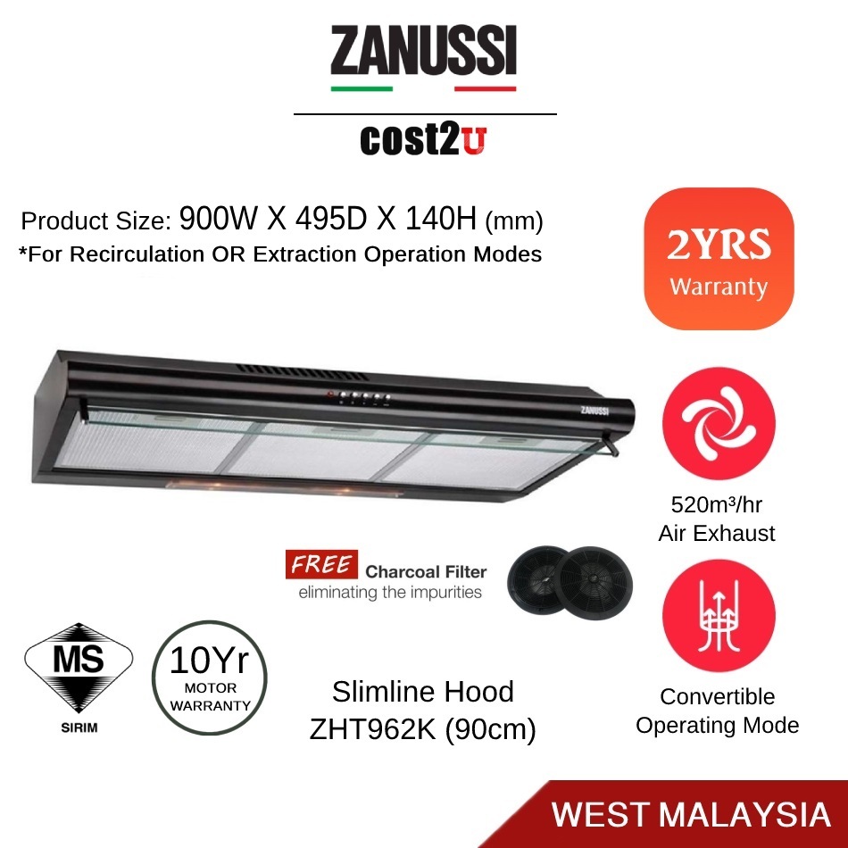 [Bubble Packing] Cornell 800m³/hr Slim Cooker Hood | CCH-DB900BK (Hoods Range Hoods Kitchen Hoods Tudung Dapur 抽油烟机) ZHT