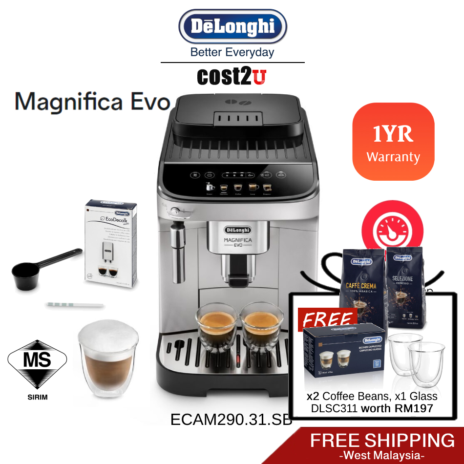 [Free Coffee Bean] Delonghi Magnifica Evo Fully Automatic Coffee Machine | ECAM290.31.SB (Coffee Maker Grinder Kopi)