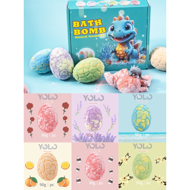 ??（Ready Stock)）YOLO Dinosaur’s Egg Bathbomb With Surprise Toys Inside 80g｜pc Kids Children Favourite Bathtime儿童玩具恐龙蛋泡澡球