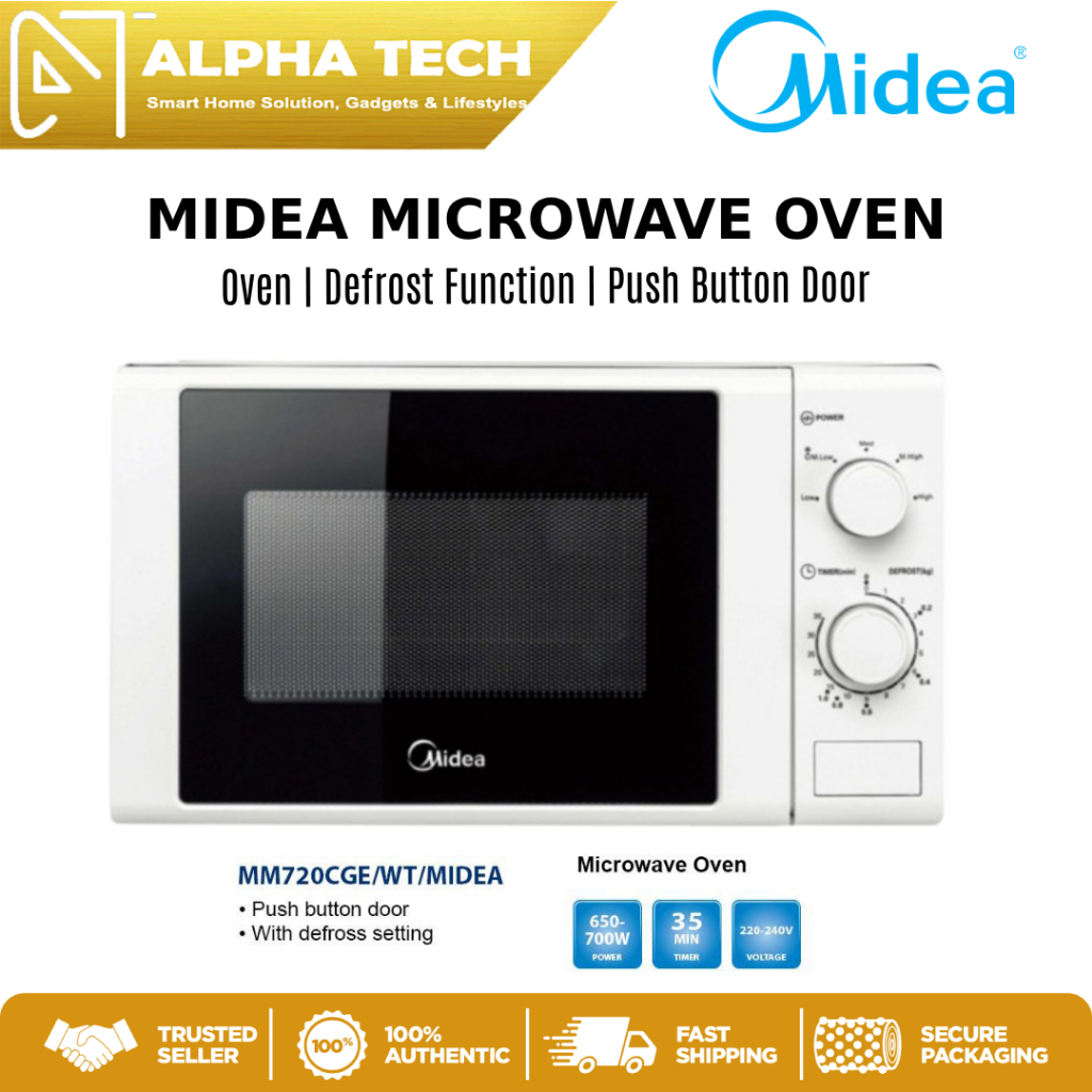 Midea Microwave Oven With Defrost Function , Push Door button - 1 years warranty