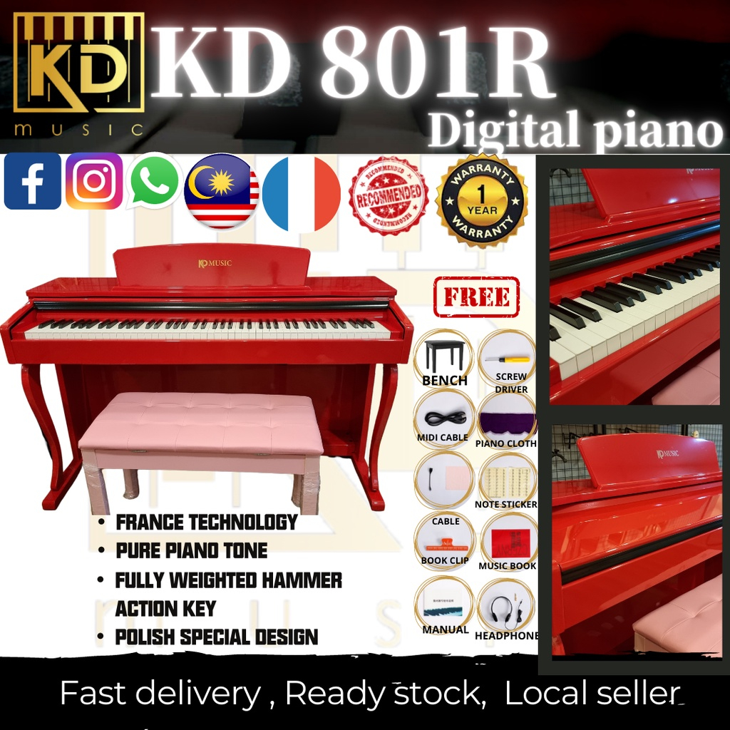 ☆☆EXAM GRADED☆☆ DIGITAL PIANO KD-801R PURE PIANO TUNE + BLUETOOTH + FREE PIANO BENCH + FREE HEADPHONE