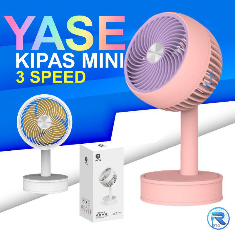 YASE YS2229D/YS2228A LED Light Adjust Mini Fan USB Charging Mini Clip Fan Cable Rechargeable Battery Portable