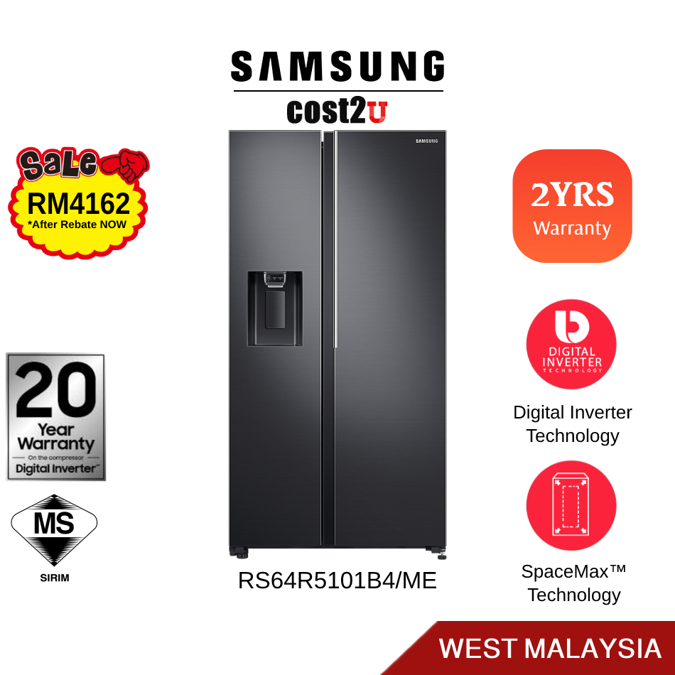 [Seller Delivery] Samsung 660L Inverter Side by Side Refrigerator | RS64R5101B4/ME Fridge Freezer Peti Sejuk Ais 电冰箱