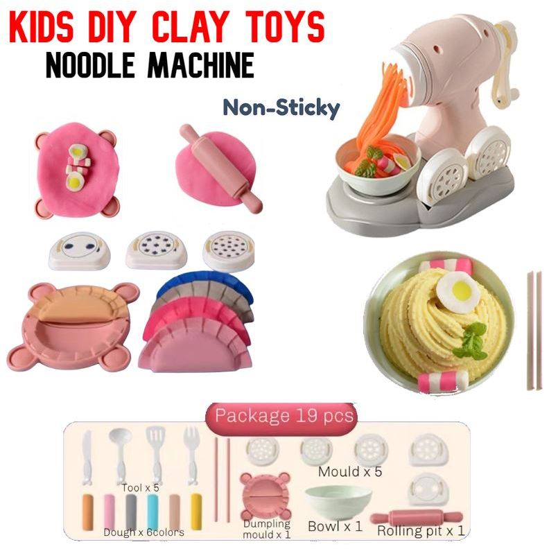 #Readystock 19pcs Noodle Maker Machine Plasticine Play Dough Clay Art Dumpling Ice Cream Pretend Playset clay toys