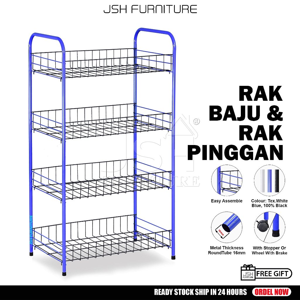 Multipurpose Rack JSH R28 - Kitchen Rack Storage Rack Dish Rack Rak Pinggan Rak Baju Plate Rack