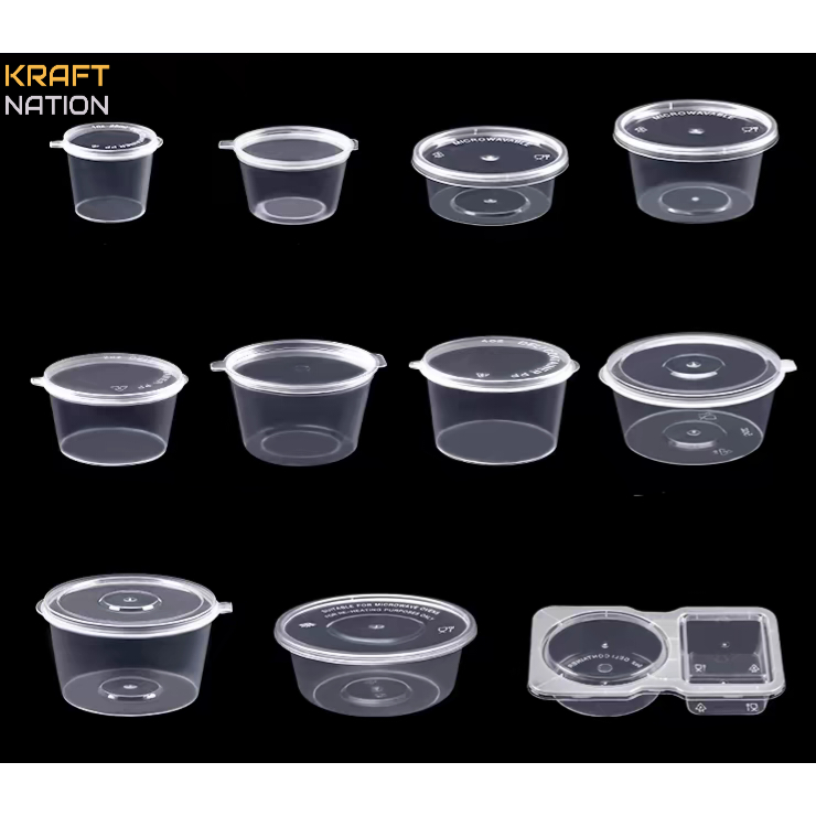 [Bundle] 10pcs 1, 1.5, 2, 3, 4, 5, 8 oz, PP5 Sauce Container/Deli Container with Separate Lid (Microwavable)