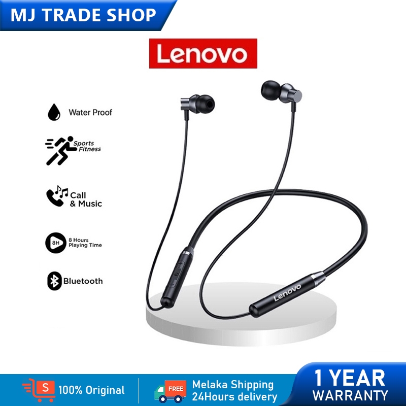 lenovo Earphone HE05X Neckband Earphones Sports Bluetooth 5.0 In-Ear Wireless Headphone IPX5 Long Battery 联想运动跑步耳机