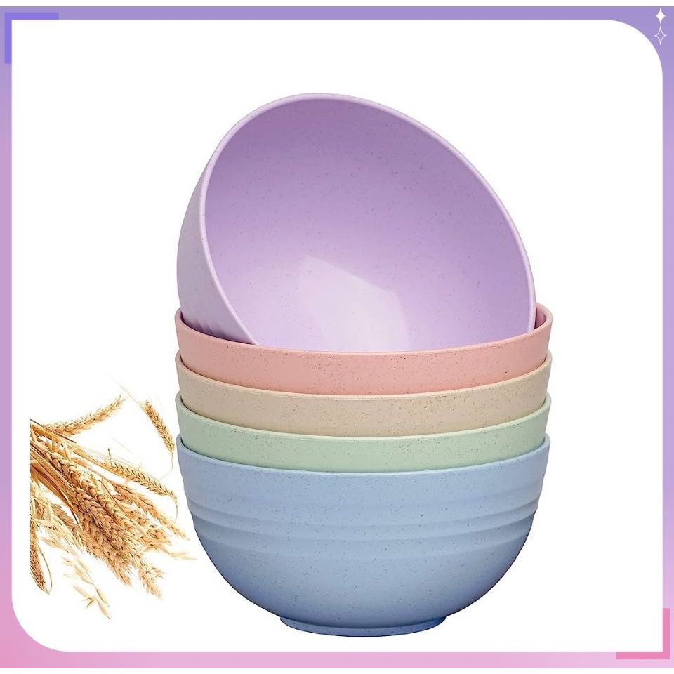 15cm Big Bowl Wheat Straw Colorful Tableware Fiber Large Cutlery Dinner Round Bowl 1件大号汤碗泡面碗小麦秸秆餐具圆形大碗家用汤碗