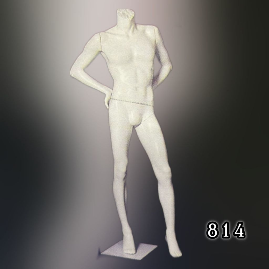 [Promotion] Male Man Full Body High Quality Fashion Fiberglass Headless Fiber Mannequin White 814