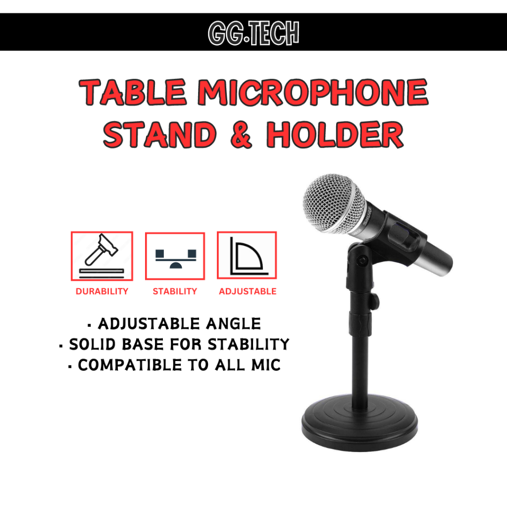 Adjustable Mic Stand Adjustable Desktop Table Karaoke Meeting Live Zoom KTV Microphone Pemegang Mikrofon