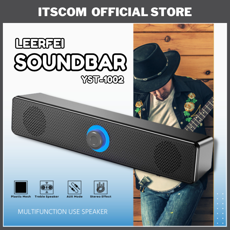 Computer Soundbar 360° Stereo Speaker 4D Hi-Fi Sound Track LED Light Sound Bar Laptop PC Smart TV Movie