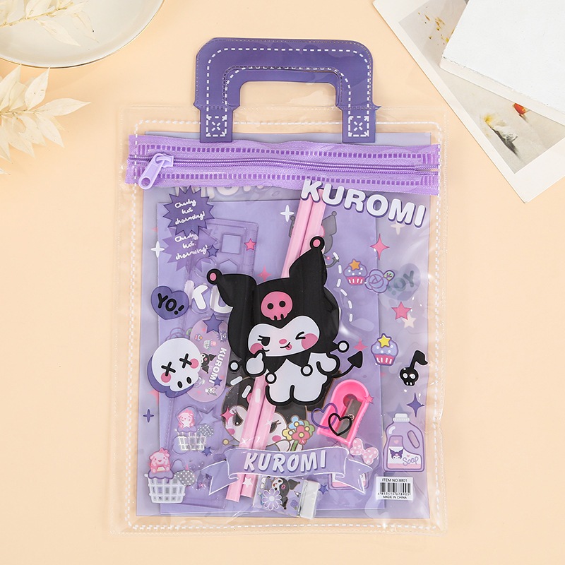 Set Alat Tulis Kanak-Kanak Kartun 7 dalam 1 Dengan Pemegang Hadiah Hari Lahir Kanak-kanak Comel Beg Barang Stationary Do