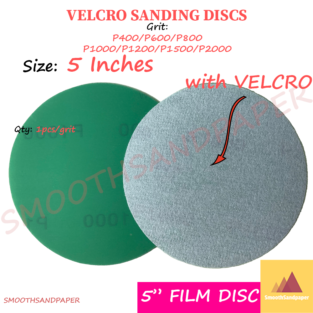5Inches Velcro Film Wet Sanding Disc Sandpaper 聚酯薄膜绿砂圆砂盘 Polyester Film Abrasive Kalis Air Bulat 5'' image 2