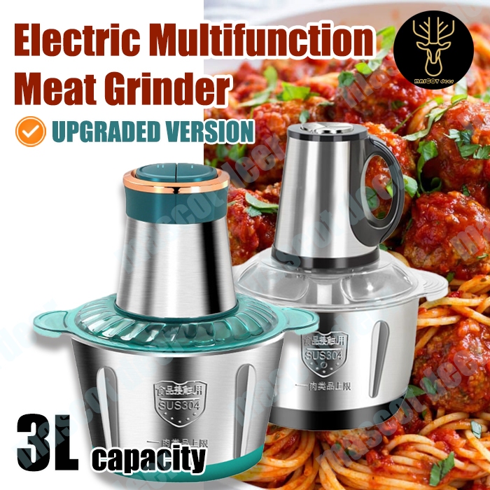 3L Stainless Steel Electric Food Chopper Meat Grinder Machine Mixer Food Chopper Meat Chopper Pengisar daging