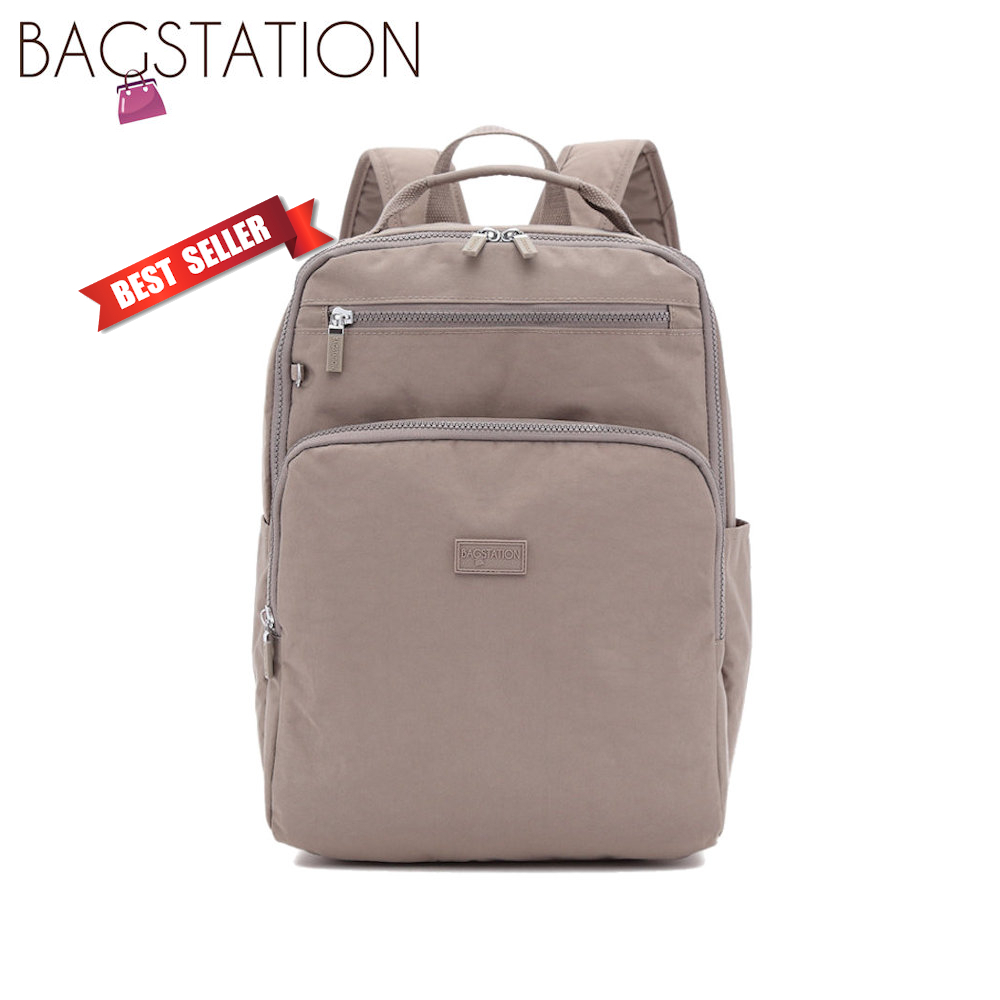 [NEW COLOUR] BAGSTATIONZ Crinkled Nylon Backpack (Black/Khaki/Navy Blue)