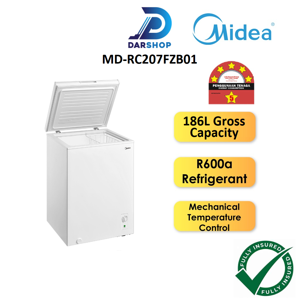 5 STAR Midea Chest Freezer 186L Peti Freezer Murah Deep Freezer Peti Sejuk Beku Frezer Kecil 冷藏箱 MD-RC207FZB01