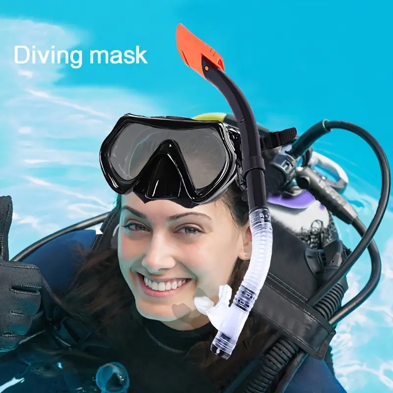 Full Dry Diving Mask Diving Anti-fog Diving Snorkeling Mask Two-window Scuba Diving Mask Swim Goggles Swimming Mask Temp