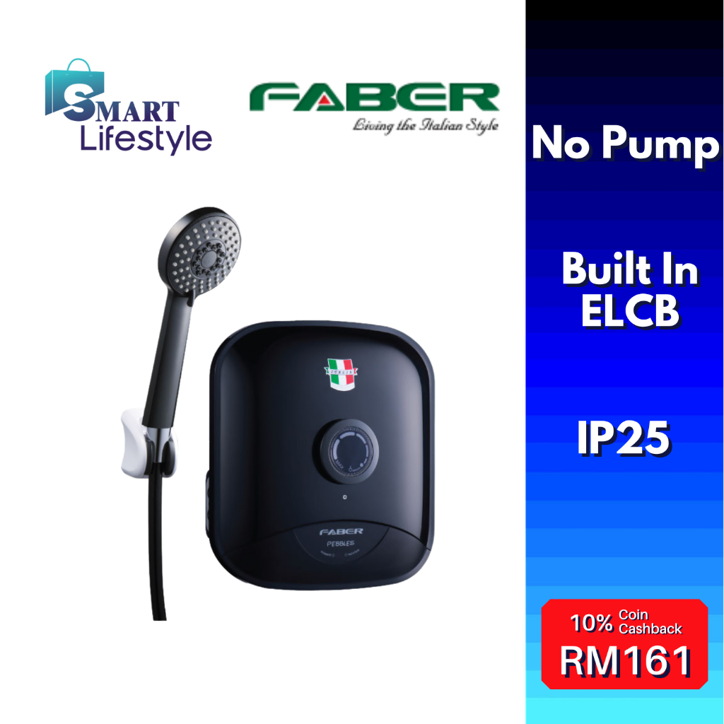 Faber Water Heater FWH Pebbles 107BK / Haier Non Pump Instant Water Heater EI38M-F1W(MY)