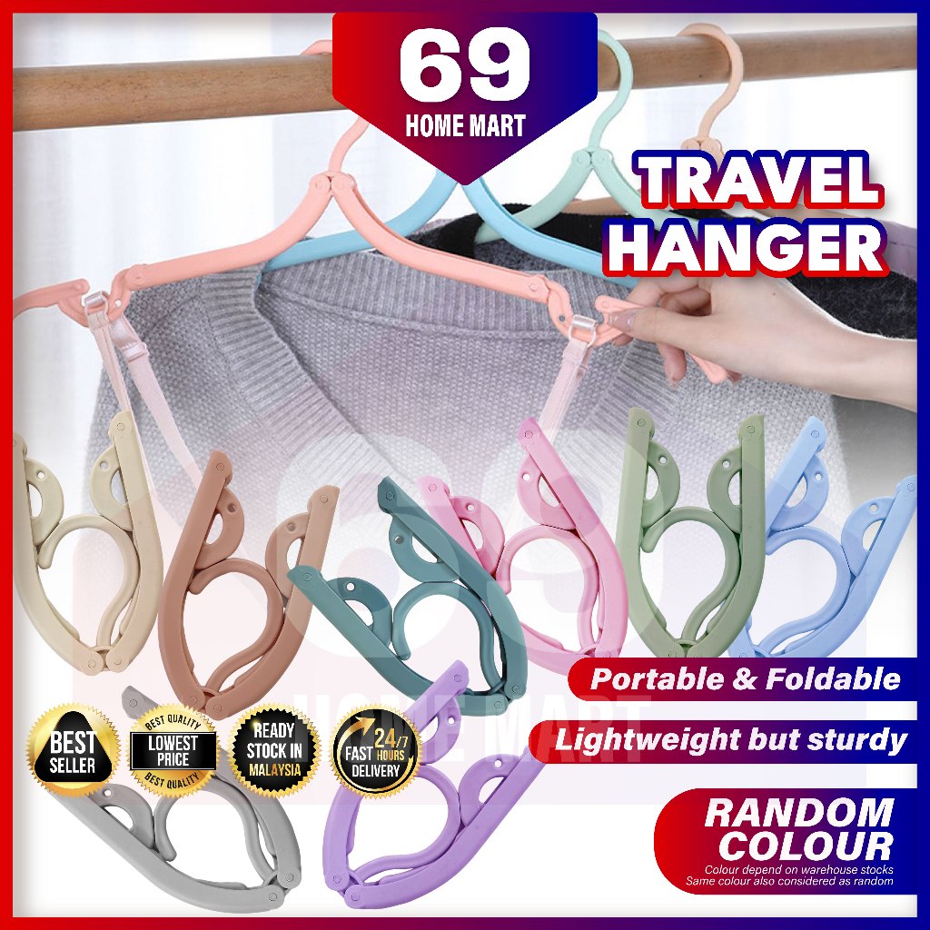 Hanger Clothes Plastic Foldable Hangers Portable Travel Camping Non-Slip Cloth Shirts Sweaters Dress Hook Dry sidai