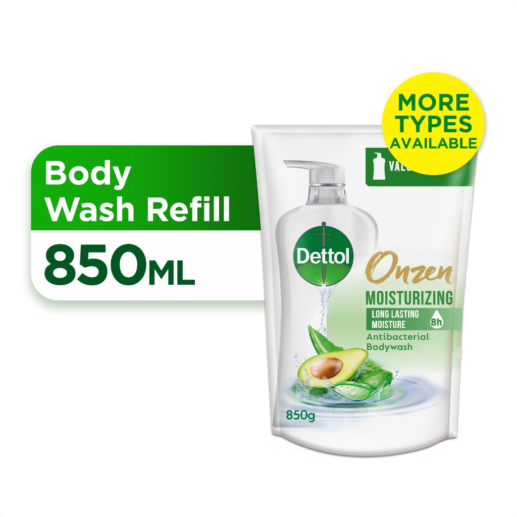 Dettol Onzen Shower Gel/Antibacterial Body Wash Onzen Refill Pouch 850ml (Revitalising/Moisturising)