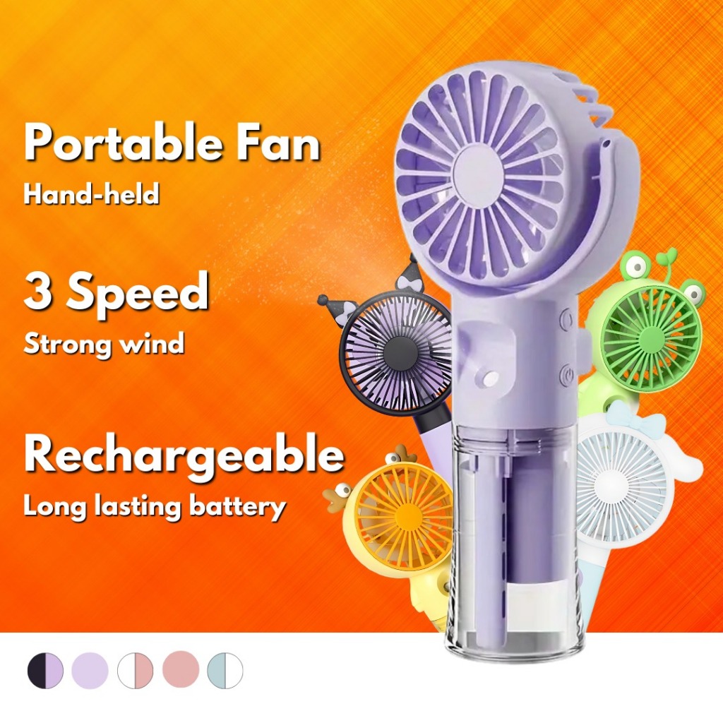 Cartoon Fan Mini Fan Electric Portable Fan Hand-held Usb Charge Fan Cute Kipas Mini Kipas Cooling mist crechargeable mur